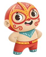 Illustration of Cute, wrestler with mask, isolated on a transparent background png