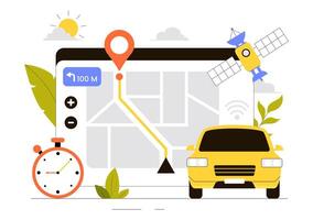 Smart Vehicle Tracking Illustration with Workers Loading Goods and Managing Delivery via Smartphone vector