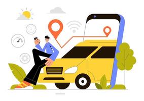 Illustration of Delivery Management Using Smartphone and Smart Vehicle Tracking System vector