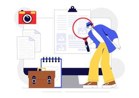 Illustration of Private Investigator Tools for Crime Detection and Evidence Gathering vector