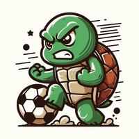 Angry Turtle Soccer Player Fierce Competitive Football Game Illustration vector
