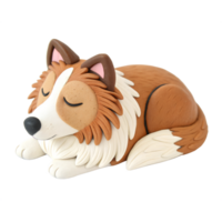 a clay Cute Shetland Sheepdog, It's getting sleepy. isolated on a transparent background png