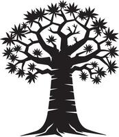 The black and white image of a tree with leaves vector