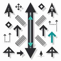 clean and modern flat-lay set of diverse black arrow icons, ideal for navigation, UI design, and directional indicators. vector