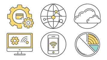 clean minimalistic icons featuring internet and technology concepts in solid and outline styles with editable strokes. vector