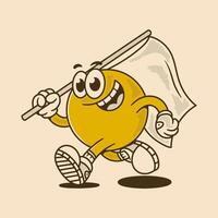 Ball head character running and holding a flag vector
