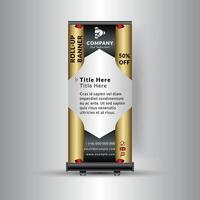 Modern Roll-up Banner with 50 Off Promotion vector