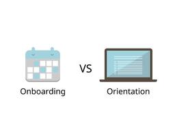 Difference between Onboarding and orientation for new employee vector