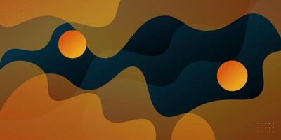 Orange and blue geometric business banner design. Creative banner design with wave and circle shape as template. Simple design on horizontal banner. Eps10 vector