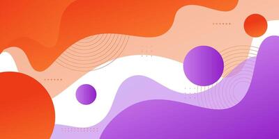 Colorful purple and orange geometric business banner design. Creative banner design with wave and line shapes as template. Simple design on white horizontal banner. Eps10 vector