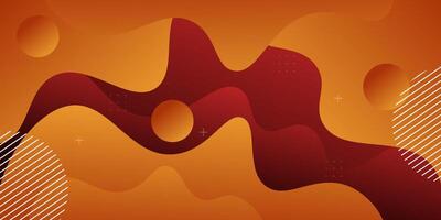 Colorful geometric wave background. Dark red elements with orange fluid gradient pattern. Dynamic shape composition. Eps10 vector