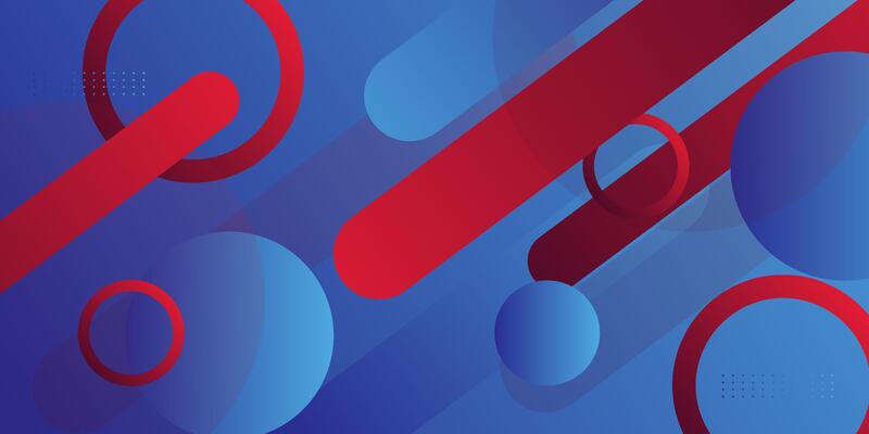 Abstract colorful blue and red 3D background. Trendy dynamic circle shape overlapping pattern. Eps10
