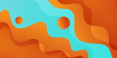 Orange and turquoise geometric business banner design. Creative banner design with wave shape and line background for template. Simple horizontal banner. Eps10 vector