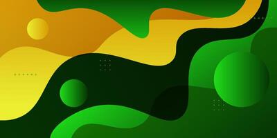 Abstract colored orange liquid pattern on green background. Trendy liquid banner design. Eps10 vector