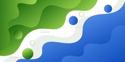 Green and blue wave geometric business banner on white background design. Creative banner design with simple wave shape. eps10 vector