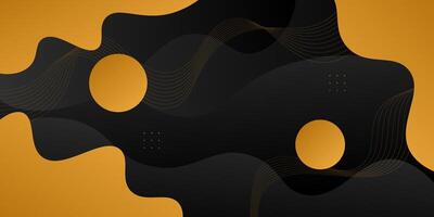 Abstract orange wave liquid color on black background. Simple 3D banner design background. Eps10 vector