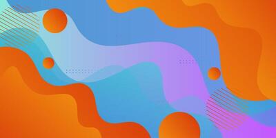 Abstract colored orange waves on blue background. Fluid shape wave pattern design. Eps10 vector