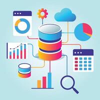 Flat Illustration of Big Data and Analytics for Data Processing vector