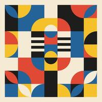 Bauhaus Geometric Abstract Background Pattern with Microphone Shape vector