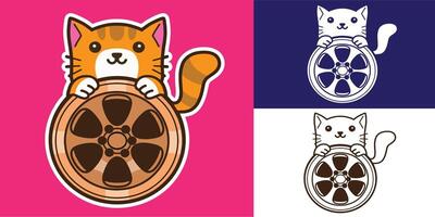 cat with rim good for logo, sticker, badge, element design, etc vector
