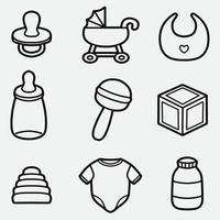 set of baby with outline good for icon, logo, element design, symbol, coloring page, coloring book, etc vector