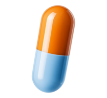 An orange and blue pill on a transparent background png
