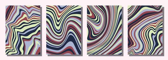Abstract wavy groovy set background. vector