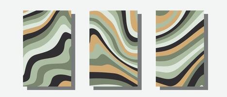 Abstract psychedelic groovy set background vector