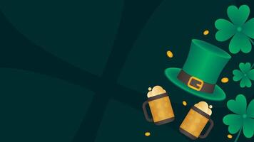 St patrick's day background with green hat and shamrocks vector
