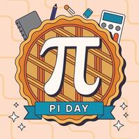 The pi day logo with a pie and a pencil vector