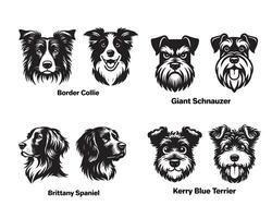 Dog Head Logo Concepts Collection of Breed Face Silhouettes and Illustrations vector