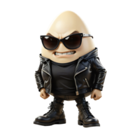 Angry Egg Character in a Cool, Rock and Roll Style png