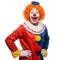 Excited Clown in Colorful Costume Posing png
