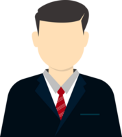 Minimalist businessman icon in suit with tie isolated on background. Business poster graphic design and user profile. png