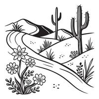 Unique Desert Landscape with Cow Skull Design for Artistic Projects vector