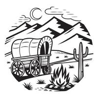 Bold Desert Landscape with Cow Skull for Rustic Design Projects vector