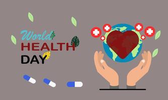 World Health Day Creative Concept Unique With Two Open Palms vector