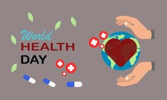 World Health Day Creative Concept Unique With Two Open Palms On Top And Under vector