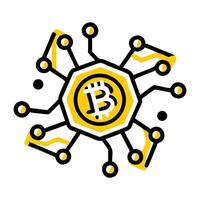 Bitcoin logo with a yellow and black circle vector