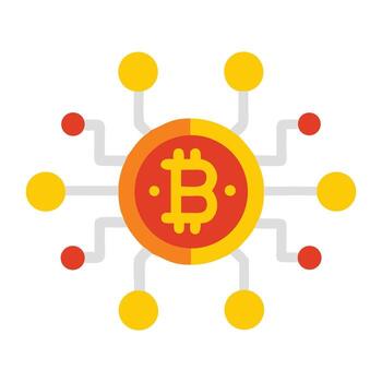 bitcoin red icono, plano diseño, aislado en blanco antecedentes vector