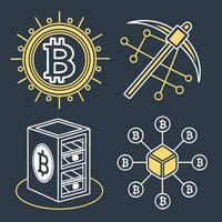 Bitcoin mining, mining equipment. vector