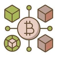 Bitcoin and blockchain technology icon illustration vector