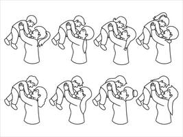 Mothers Day Line Art background Illustration vector