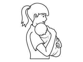 Mother Day Line Art background Illustration vector