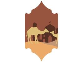 Ramadan Mosque and Camel Frame Background vector