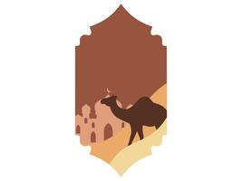 Mosque and Camel Frame Illustration vector