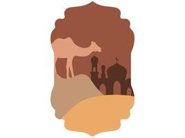 Mosque and Camel Frame Background Illustration vector