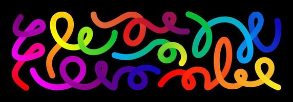 Line gradient shapes, abstract color object kid pattern. 3d confetti graphic element. Curve happy birthday fluid wave design. liquid swirl path, dynamic spiral squiggle. Fun child trendy ribbon vector