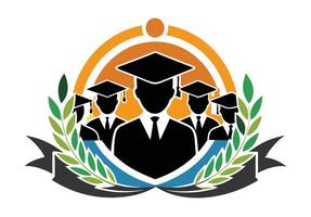 A simple, impactful graphic of three graduates in graduation attire. vector