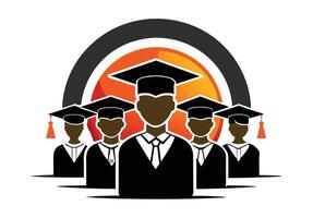 Group of Graduates Celebrated with Laurel Wreath vector